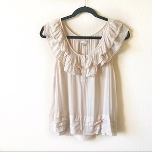 2 for $25 Anthro Odille Cream Ruffle Blouse Sz. 4